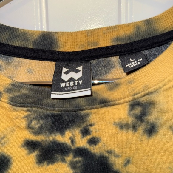 Bold Black and Yellow Crewneck Sweater with Tie-Dye Design - Picture 6 of 11